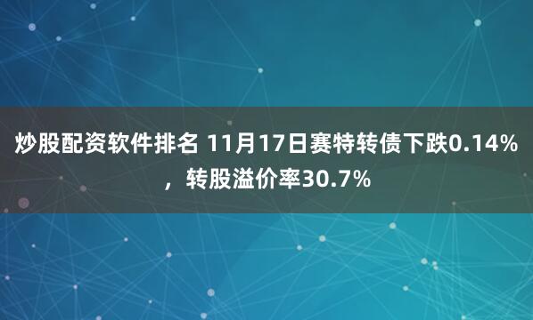 炒股配资软件排名 11月17日赛特转债下跌0.14%，转股溢价率30.7%