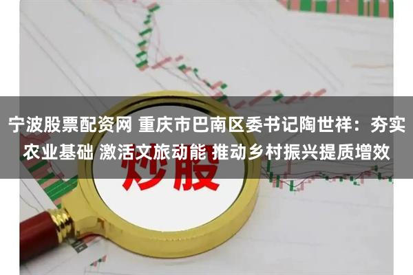 宁波股票配资网 重庆市巴南区委书记陶世祥：夯实农业基础 激活文旅动能 推动乡村振兴提质增效